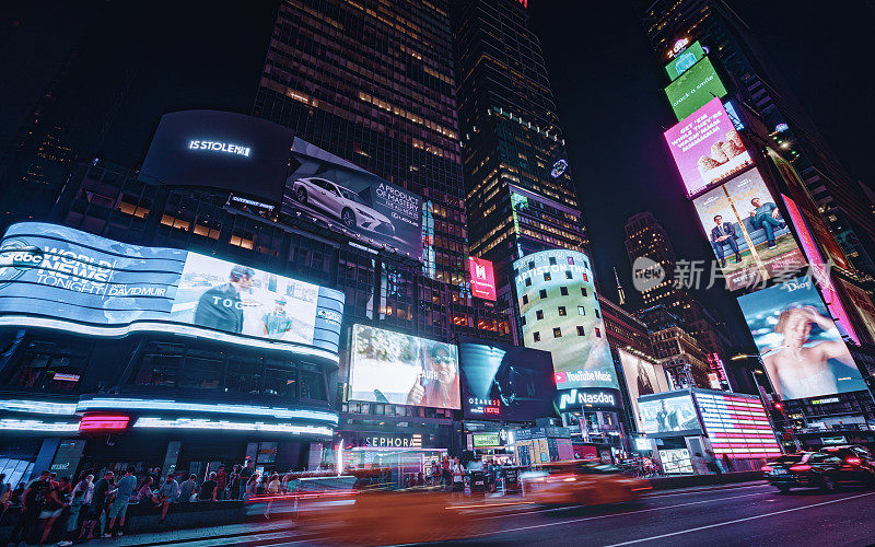 Times Square in New York City at dusk